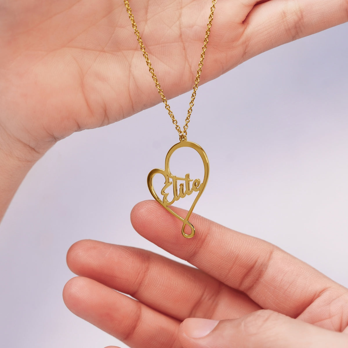 Personalized Name In Asymmetrical Heart Necklace