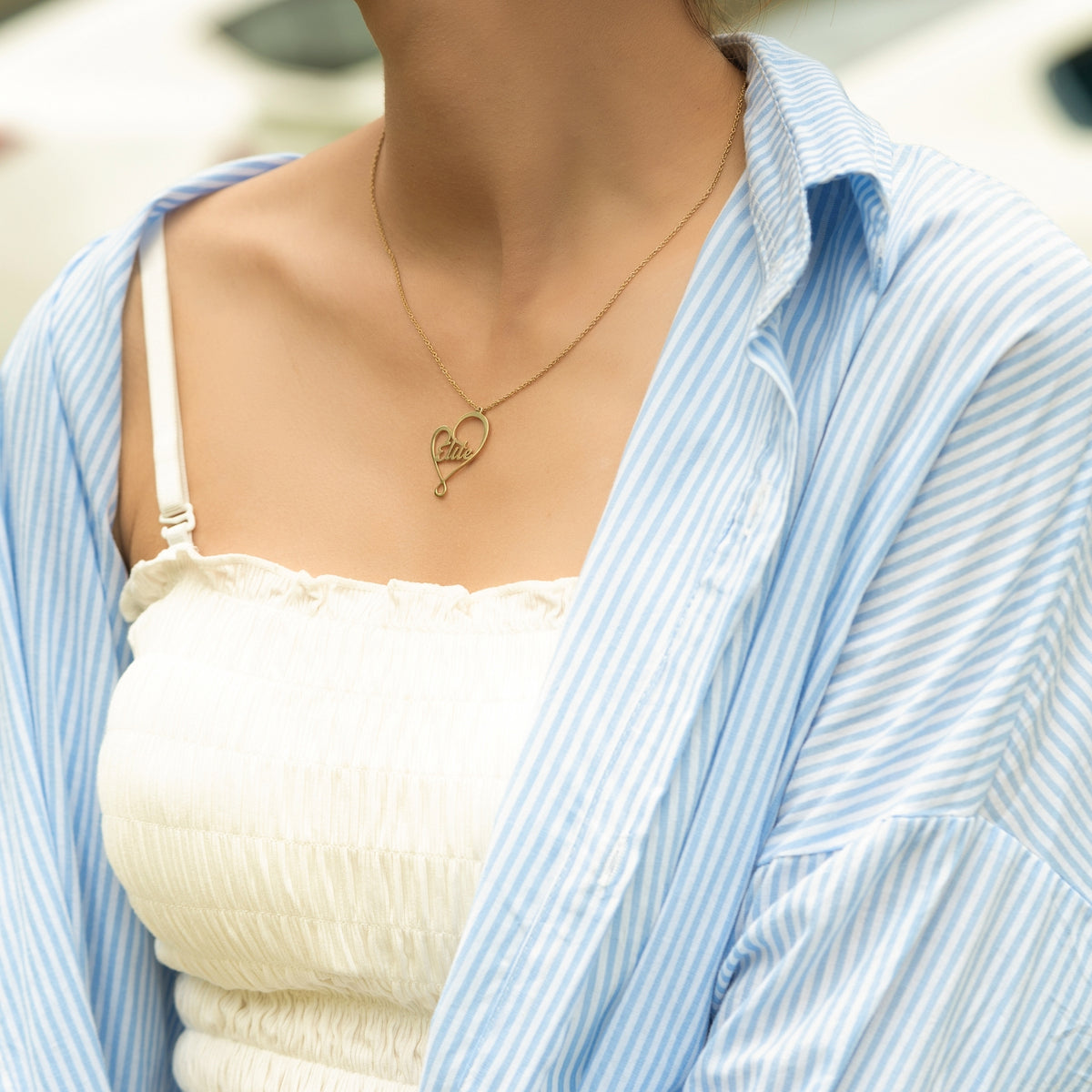 Personalized Name In Asymmetrical Heart Necklace