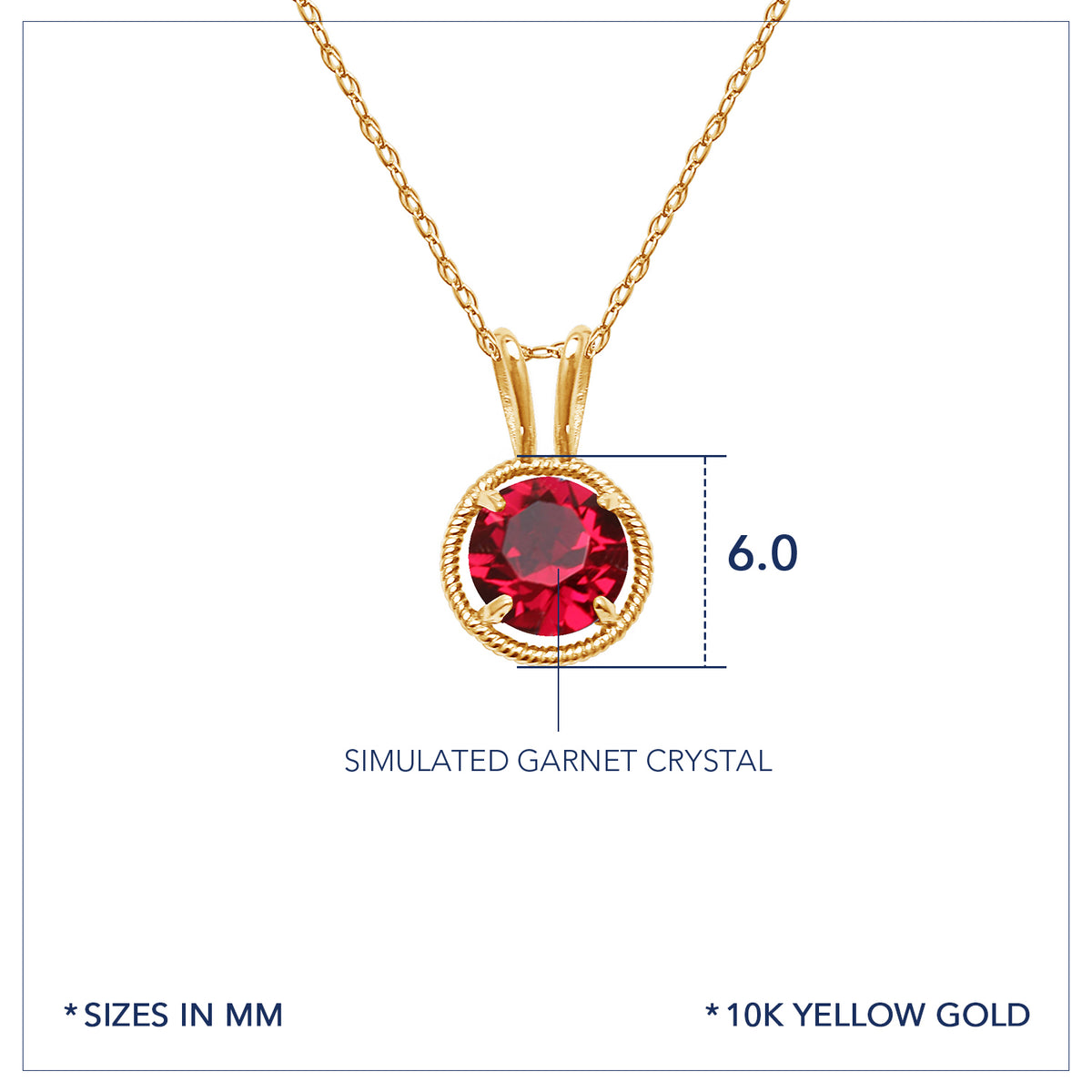 10K Gold Birthstone Solitaire Necklace