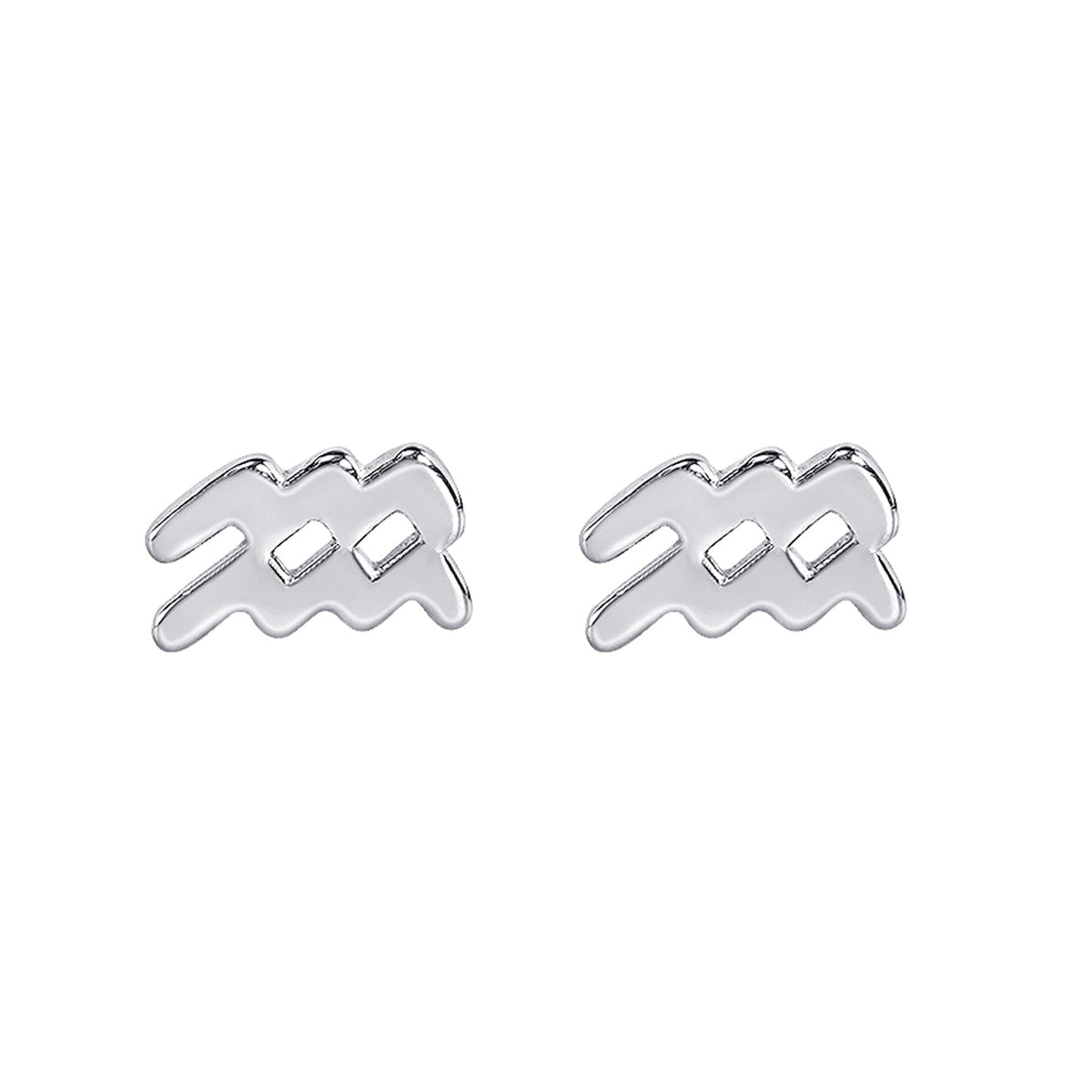 Silver Zodiac Sign Aquarius Earrings