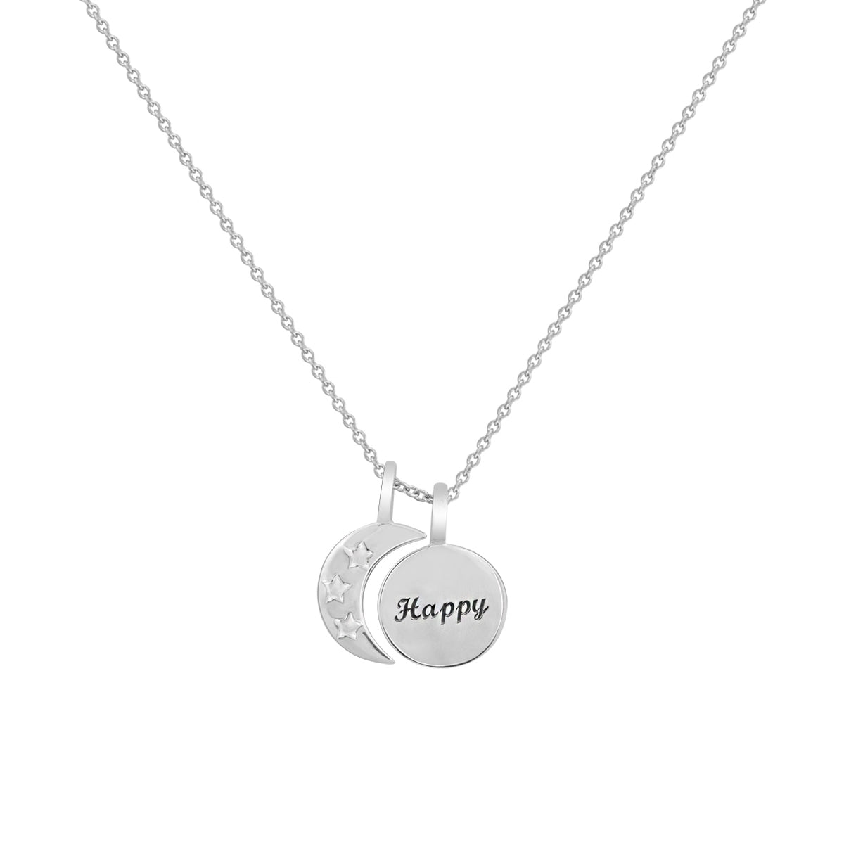 Personalized Name in Moon and Star Pendant Necklace