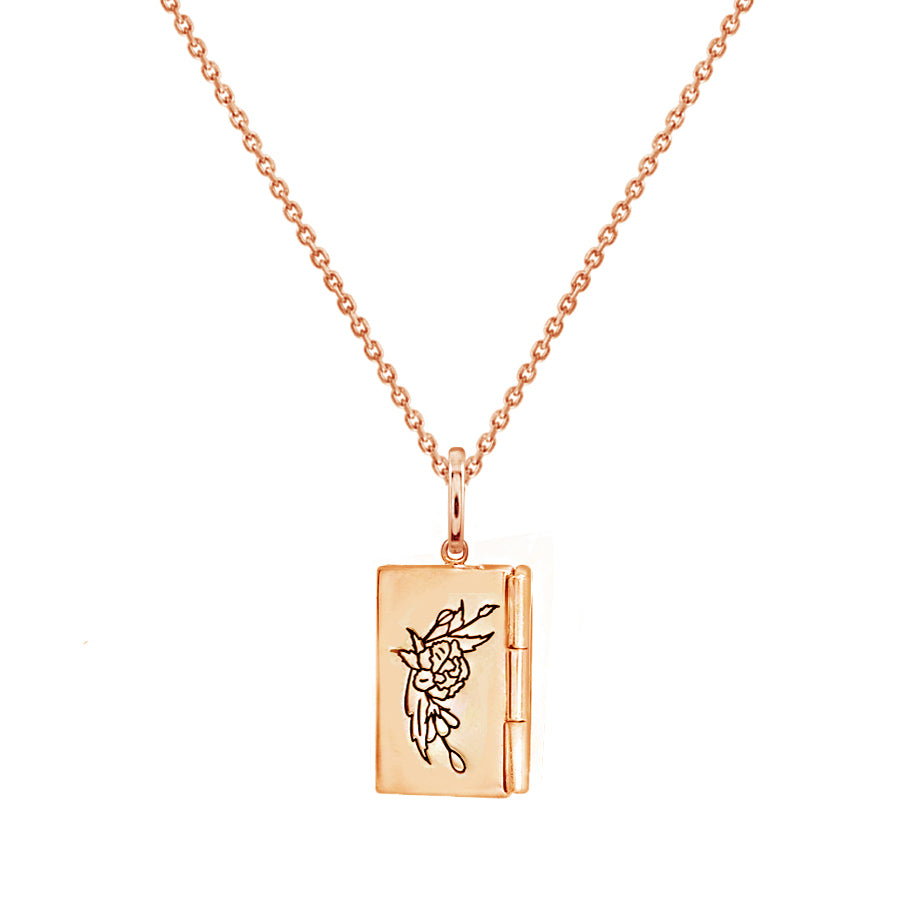 Envelope Pendant Necklace With Birth Month Flowers