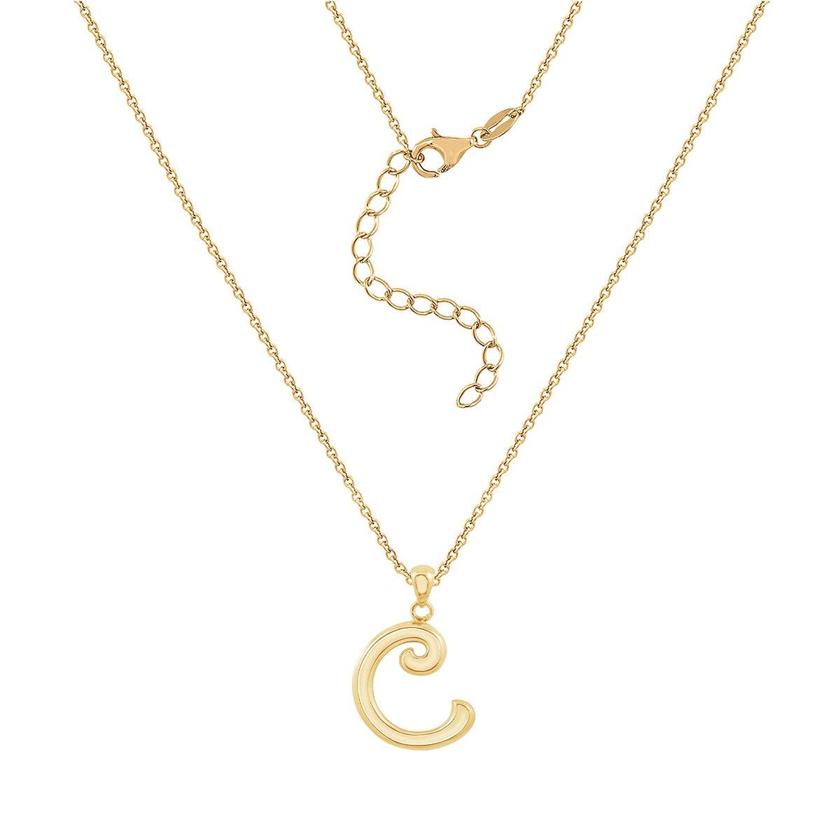 Curly Molten Initial Pendant Necklace